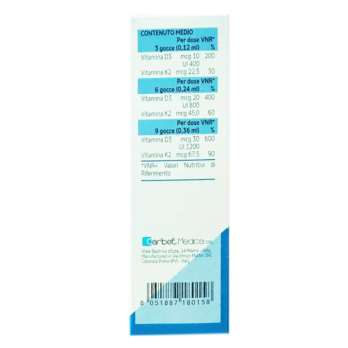 Vitamin Bambi Vit K2 Vit D3 10ml của Italia Siro nhỏ giọt VitK2 + VitD3 Bambi