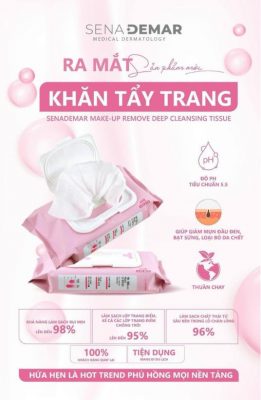 Khăn Ướt Tẩy Trang Sena Demar Make-Up Remove Deep Cleansing Tissue 45 Miếng