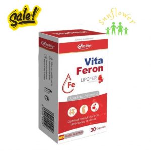 Sắt Hữu Cơ Vita Feron 30 Viên Lipofer Acid Folic Vitamin C Không Nóng cho Bà Bầu Phụ Nữ Có Thai