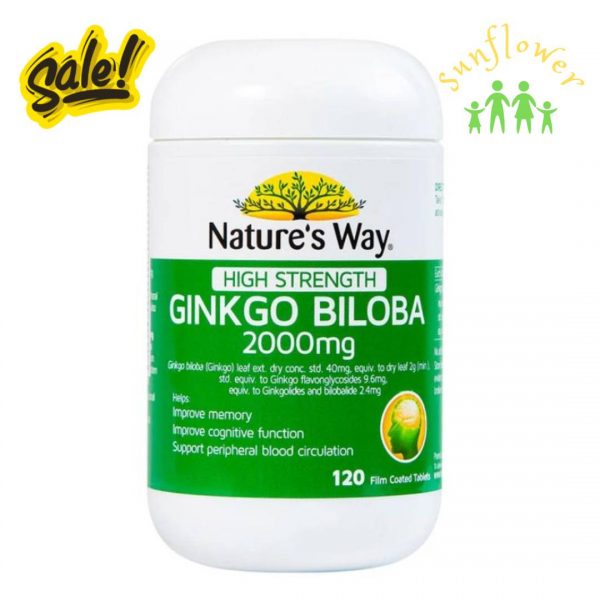 Bổ não Nature's Way Ginkgo Biloba 2000mg 120 viên của ÚC