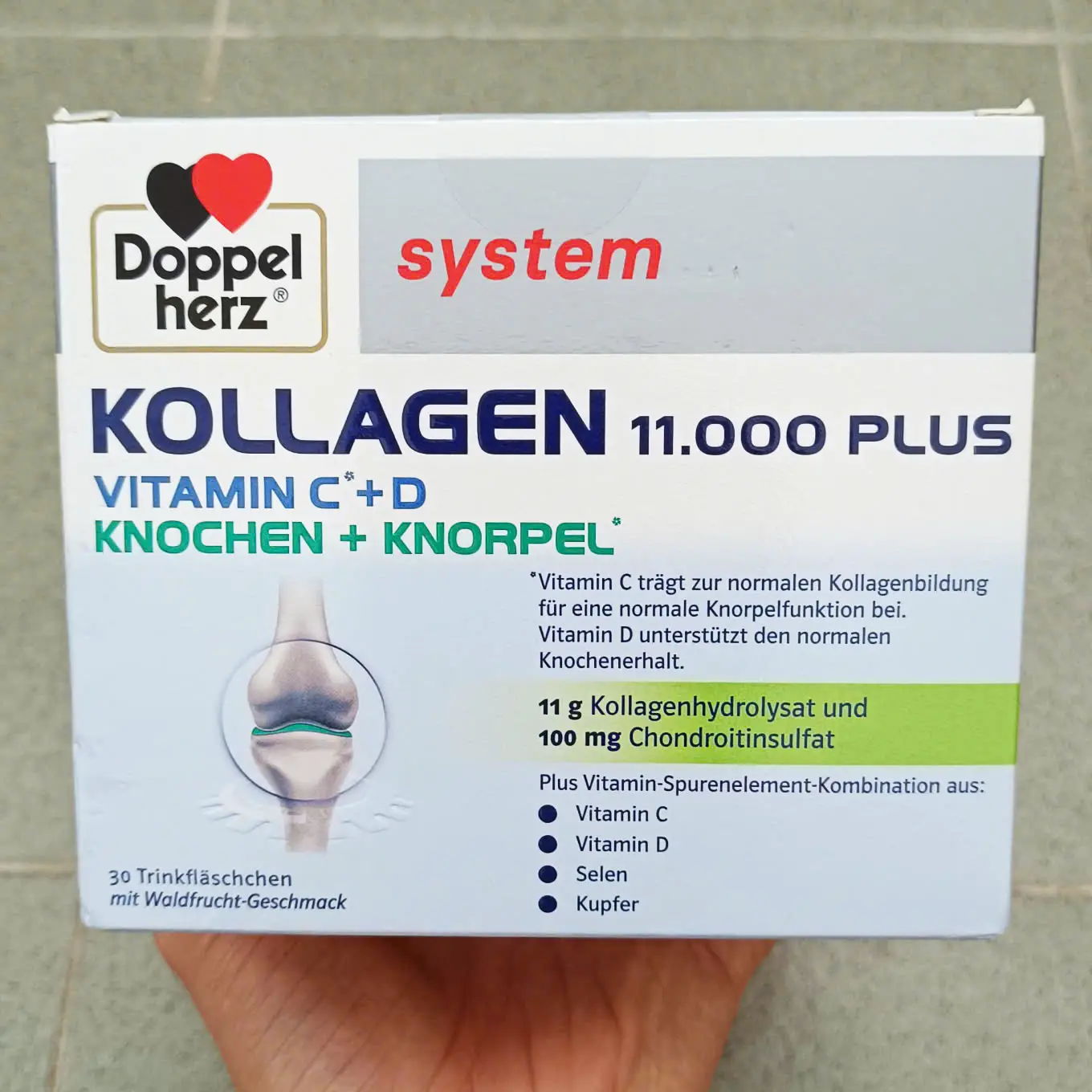 Collagen Thủy Phân Doppelherz Kollagen 11000 Plus hộp 30 ống của Đức Collagen Thủy Phân Doppelherz Kollagen 11.000 Plus, 30 x 25 ml
