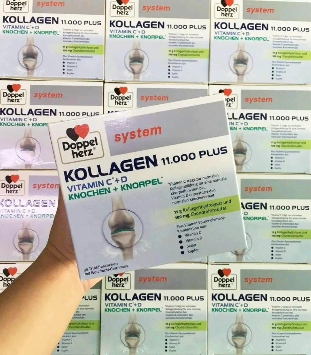 Collagen Thủy Phân Doppelherz Kollagen 11000 Plus hộp 30 ống của Đức Collagen Thủy Phân Doppelherz Kollagen 11.000 Plus