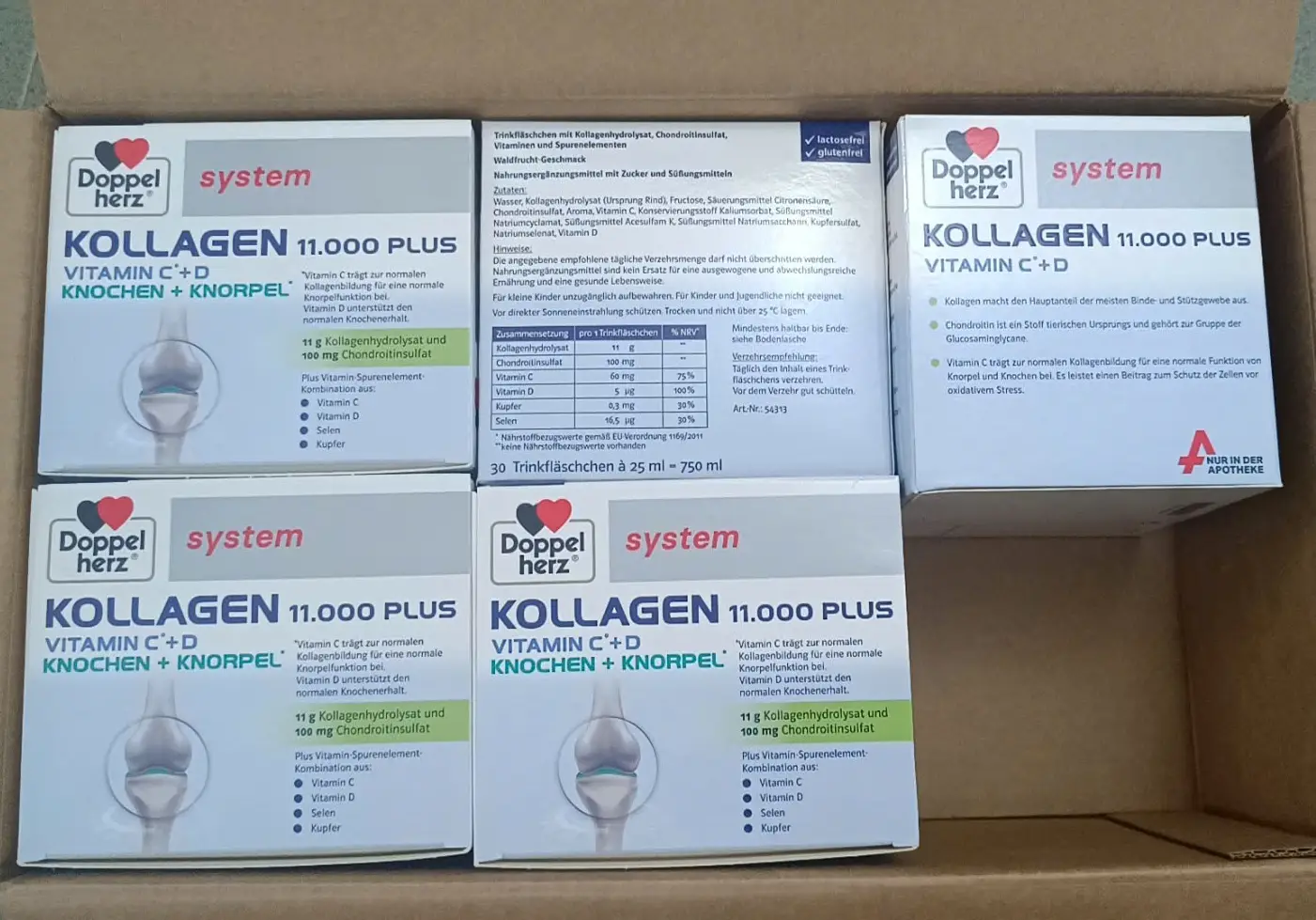 Collagen Thủy Phân Doppelherz Kollagen 11000 Plus hộp 30 ống của Đức Collagen thủy phân Doppelherz Kollagen 11000 Plus