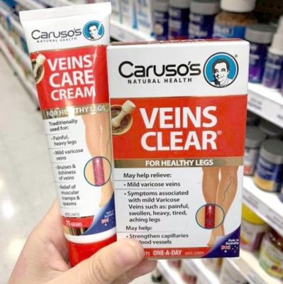 Combo Kem Bôi Và Viên Uống Caruso’s Veins Clear Ngừa Suy Giãn Tĩnh Mạch Úc