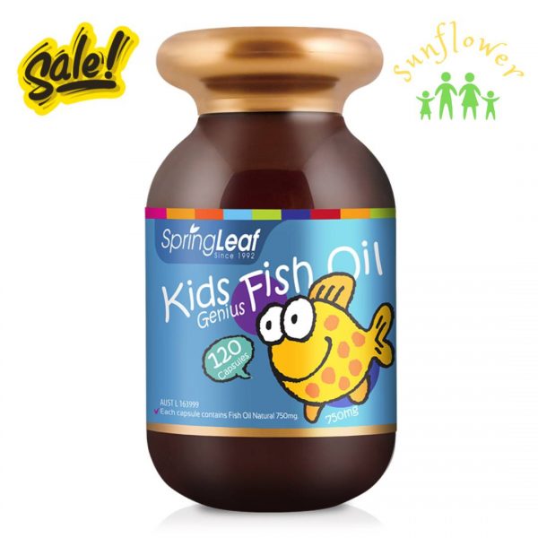 Dầu cá SpringLeaf Kids Fish Oil 750mg 120 Viên Bổ Sung DHA và EPA Cho Bé