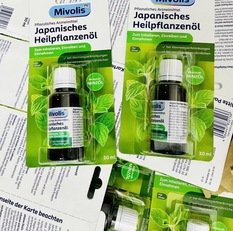 Tinh dầu bạc hà Mivolis Japanisches Heilpflanzenol 30ml của Đức Dầu gió Bạc Hà Mivolis Japanisches Heilpflanzenol của Đức