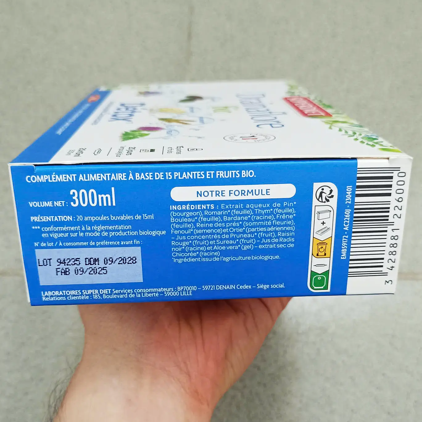 Thải độc nội tạng Superdiet Drainaflore Bio Detox hộp 20 ống x 15ml của Pháp Detox thải độc chuyên sâu SUPERDIET Drainaflore Bio, 20 ống