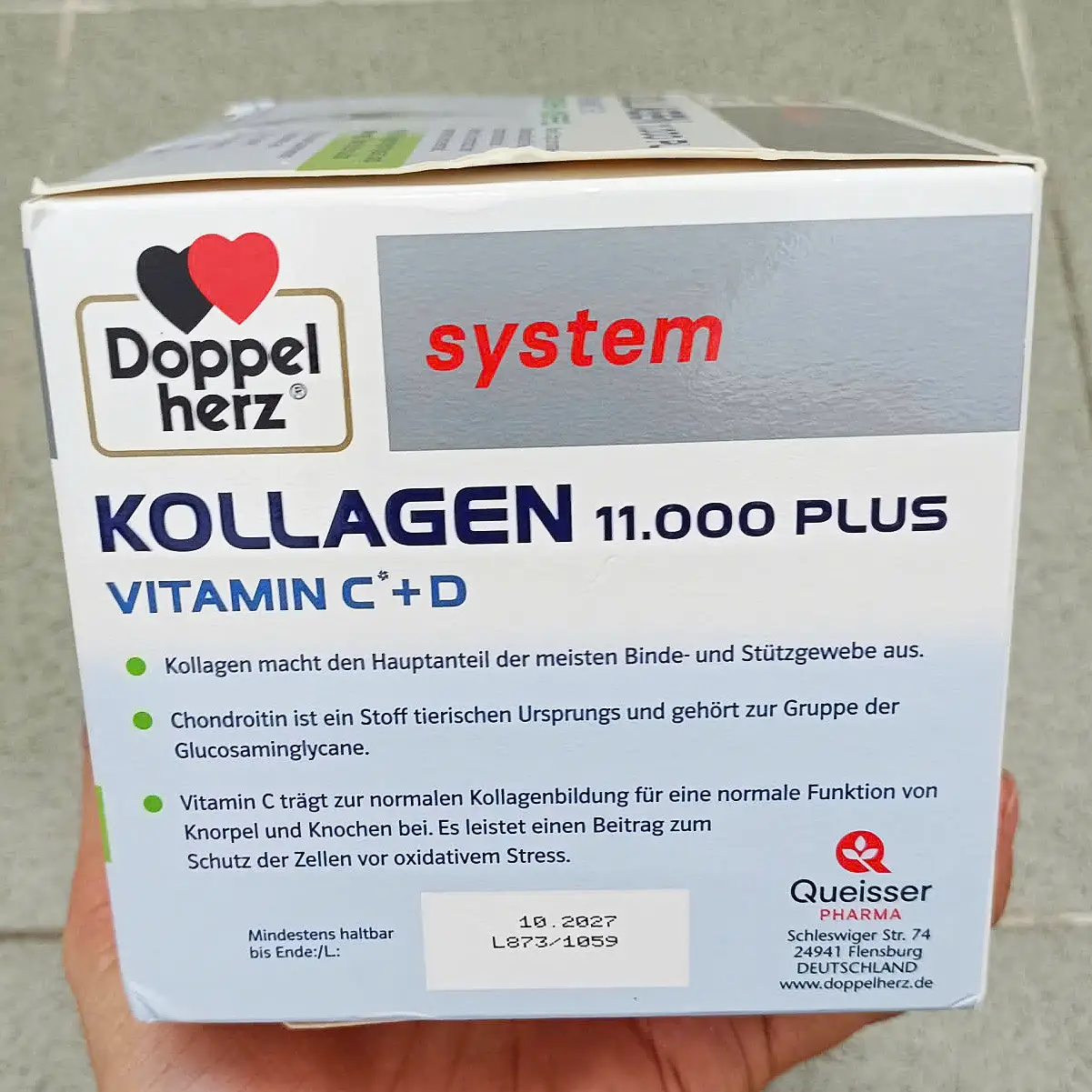 Collagen Thủy Phân Doppelherz Kollagen 11000 Plus hộp 30 ống của Đức Doppelherz Kollagen 11.000 Plus hộp 30 x 25 ml của Đức
