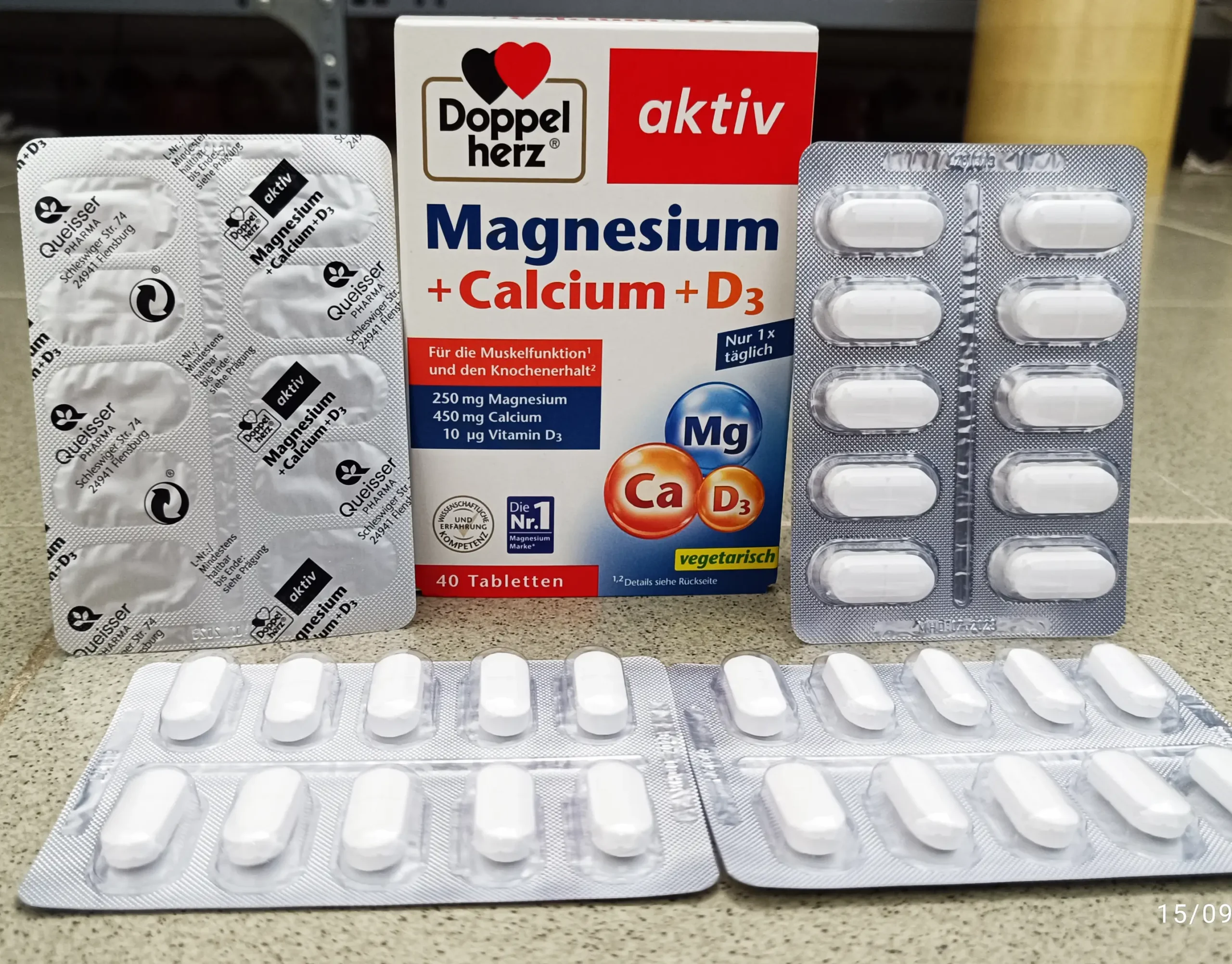 Viên uống Doppelherz Magnesium Calcium D3 40 viên của Đức Doppelherz Magnesium + Calcium + D3 40 Tabletten