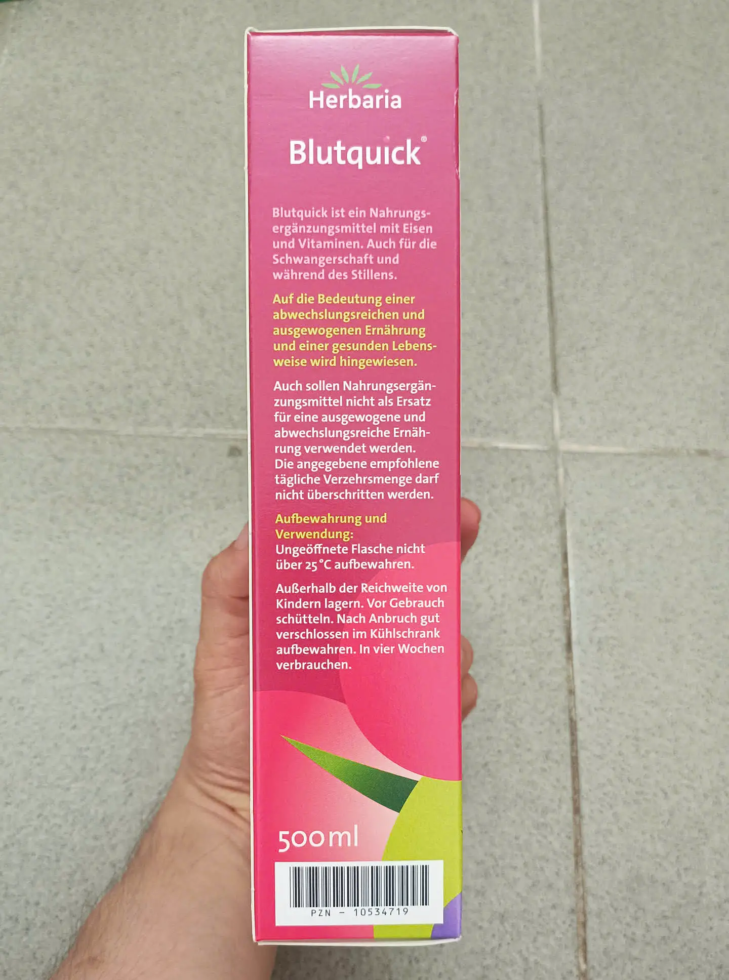 Siro sắt hữu cơ Blutquick Herbaria 500ml của Đức Herbaria Blutquick siro bổ sung sắt hữu cơ 500ml