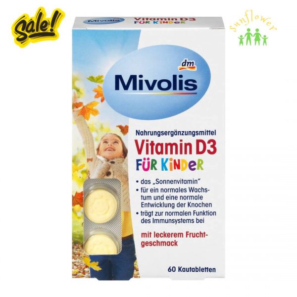 Kẹo ngậm Mivolis Vitamin D3 Fur Kinder 60 viên của Đức