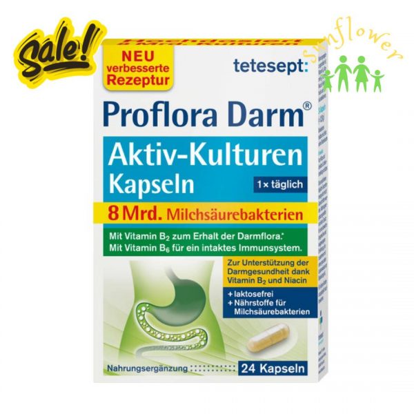 Men tiêu hóa tetesept Proflora Darm Aktiv-Kulturen Kapseln hộp 24 viên của Đức