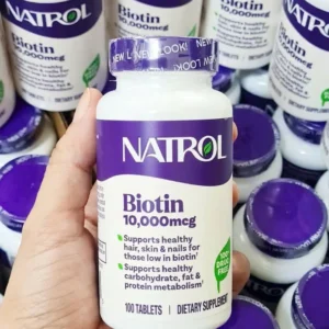 Natrol Biotin 10000 mcg là viên uống hỗ trợ mọc tóc