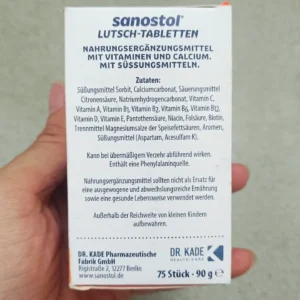 Ngậm bổ xung canxi và vitamin Sanostol Lutschtabletten 75 viên