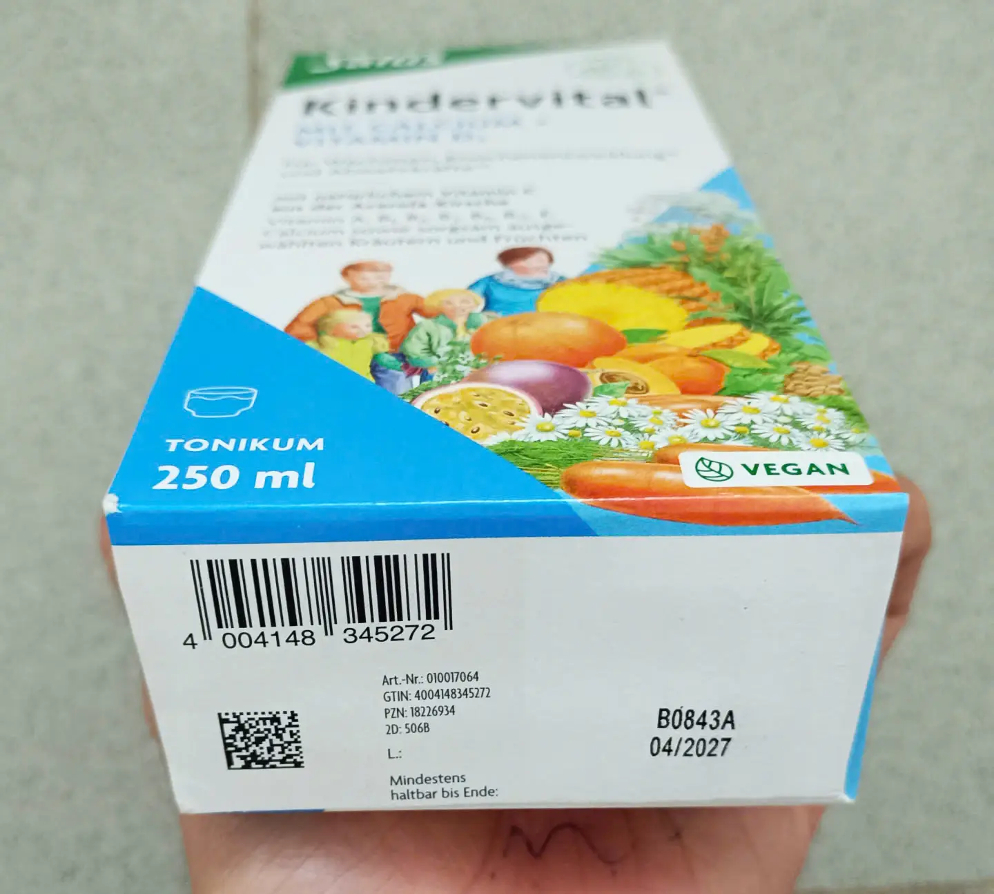 Siro canxi Kindervital Mit Calcium+Vitamin D3 250ml của Đức SALUS Kindervital - Siro D3 + Canxi tăng chiều cao hữu cơ, lọ 250ml
