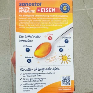 Siro vitamin tổng hợp Sanostol số 6 + sắt cho trẻ từ 6 tuổi 460ml của Đức Sanostol Số 6 Bổ sung Vitamin Tổng hợp + Sắt cho bé từ 6 tuổi 460ml