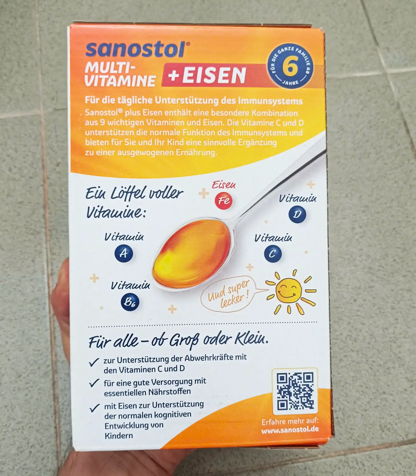 Siro vitamin tổng hợp Sanostol số 6 + sắt cho trẻ từ 6 tuổi 460ml của Đức Sanostol Số 6 Bổ sung Vitamin Tổng hợp + Sắt cho bé từ 6 tuổi 460ml