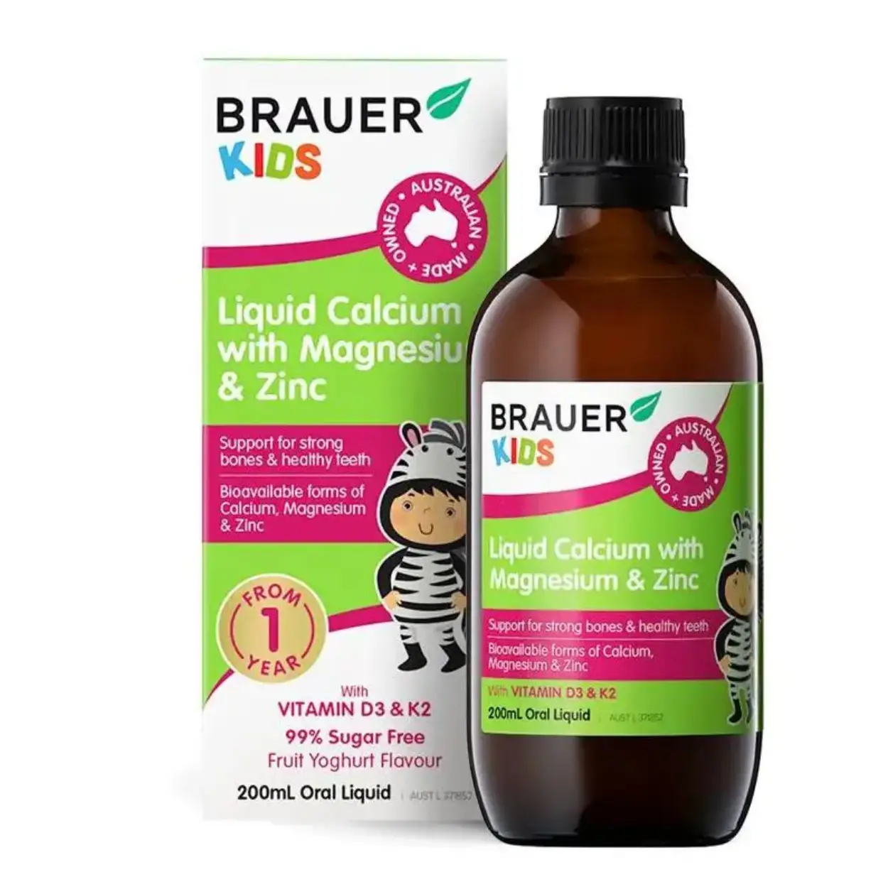 Siro canxi Brauer Kids Calcium with Magnesium & ZinC 200ml của Úc Siro canxi Brauer Kids Calcium with Magnesium & ZinC 200ml của Úc - Ảnh 2