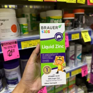 Siro kẽm Brauer Kids Liquid Zinc 200ml của Úc cho trẻ 1-13 tuổi Siro Brauer Baby Kids Liquid Zinc lọ 200ml của Úc