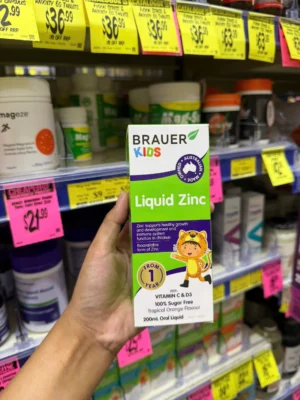 Siro kẽm Brauer Kids Liquid Zinc 200ml của Úc cho trẻ 1-13 tuổi Siro Brauer Baby Kids Liquid Zinc lọ 200ml của Úc