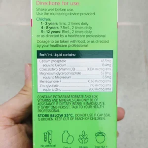 Siro canxi Brauer Kids Calcium with Magnesium & ZinC 200ml của Úc Siro Brauer Kids Liquid Calcium with Magnesium & Zinc 200ml của Úc
