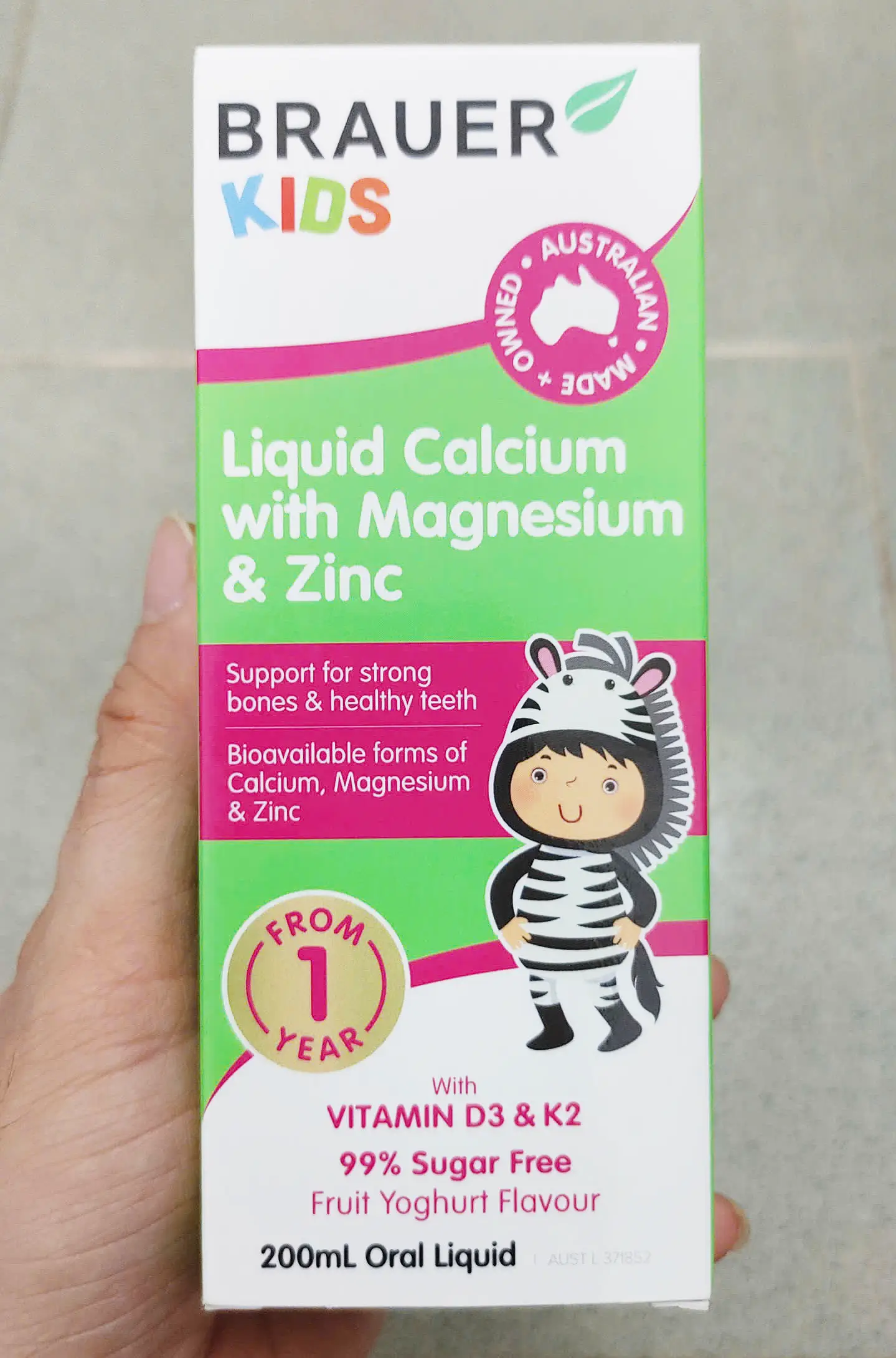 Siro canxi Brauer Kids Calcium with Magnesium & ZinC 200ml của Úc Siro Brauer Kids Liquid Calcium with Magnesium & Zinc 200ml