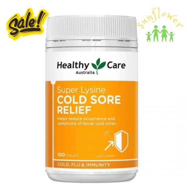 Super Lysine Cold Sore Relief Healthy Care 100 Viên của Úc chống cảm lạnh tăng đề kháng