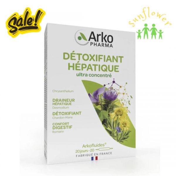 Thải độc gan Arkopharma Detoxifiant Hepatique hộp 20 ống của Pháp