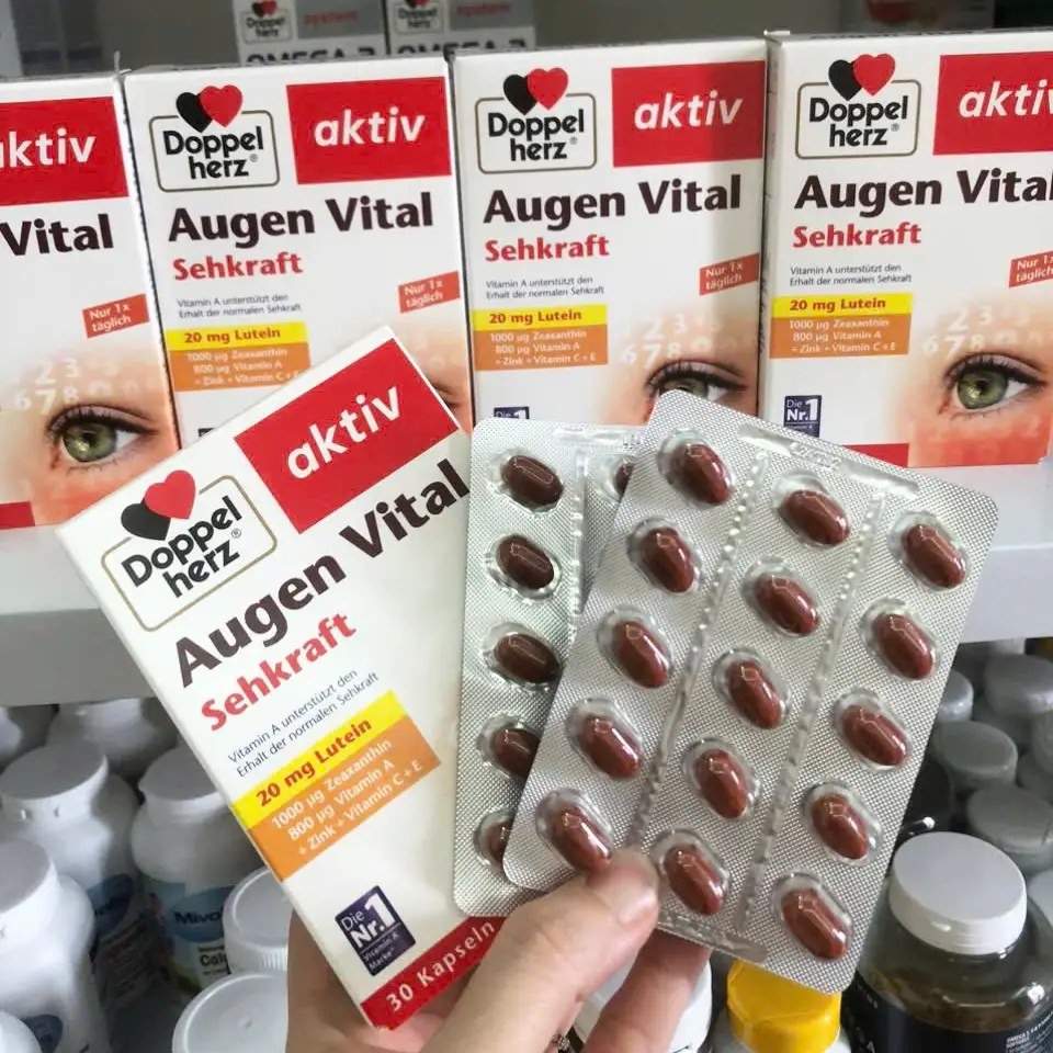 Viên uống bổ mắt Doppelherz Augen Vital Sehkraft 20mg hộp 30 viên của Đức Thuốc Bổ Mắt Doppelherz Augen Vital Kapseln, 30 Viên