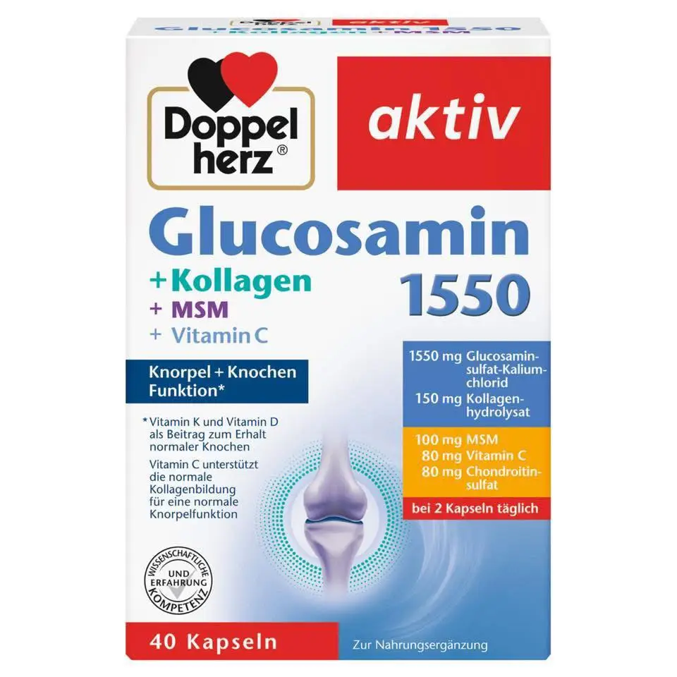 Bổ xương khớp DoppelHerz Glucosamin 1550 Kollagen 40 viên của Đức Bổ xương khớp DoppelHerz Glucosamin 1550 Kollagen 40 viên của Đức - Hình ảnh 2