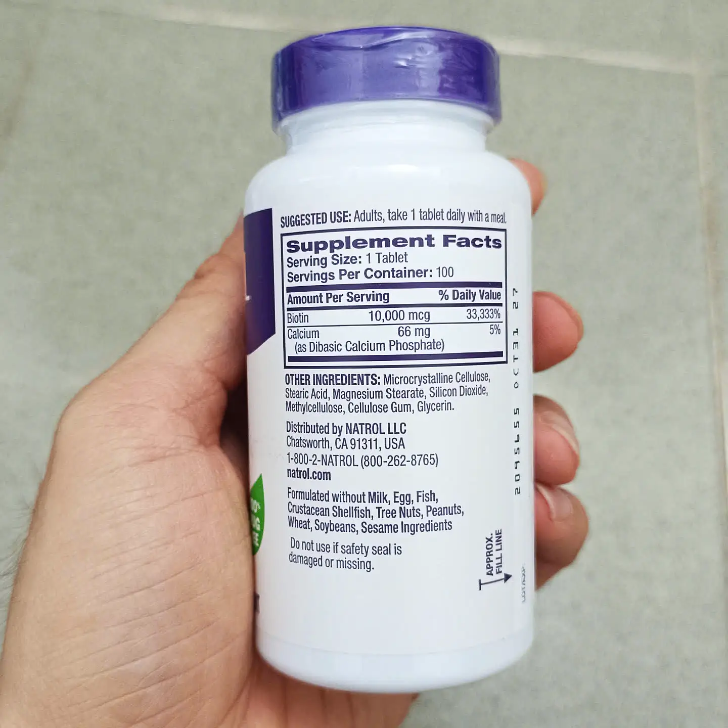 Viên uống mọc tóc Natrol Biotin 10000 mcg 100 viên của Mỹ Thuốc mọc tóc Biotin 10.000mcg Natrol 100 viên Của Mỹ