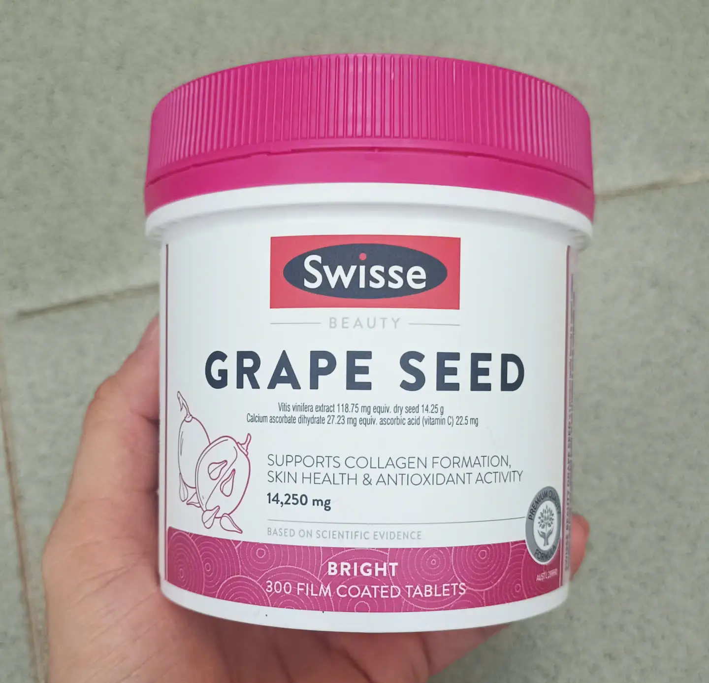 Tinh Chất Hạt Nho Swisse Grape Seed 300 viên của Úc Tinh chất hạt nho Swisse Grape Seed 14,250mg 300 viên