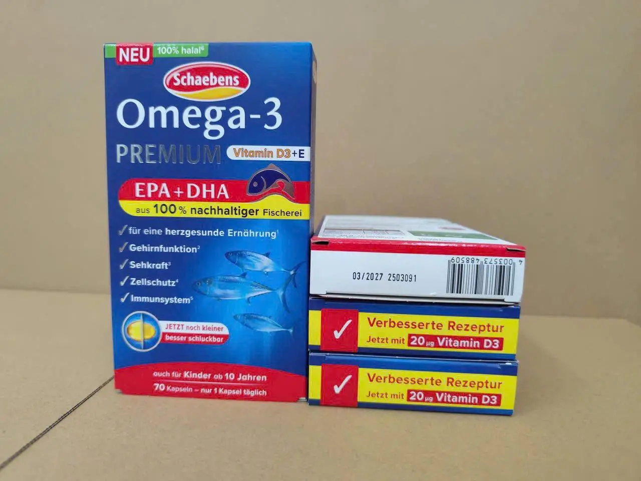 Viên uống dầu cá Schaebens Omega 3 Premium Vitamin E 70 viên của Đức VIÊN UỐNG BỔ SUNG OMEGA 3 + VITAMIN E PREMIUM SCHAEBENS, 70 viên