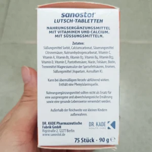 Viên ngậm Sanostol Lutsch-Tabletten 75 viên của Đức bổ sung vitamin tổng hợp và canxi Viên Ngậm Sanostol Lutschtabletten 75 Viên