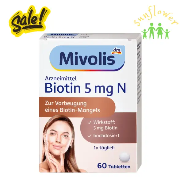 Viên uống mọc tóc Mivolis Biotin 5 mg N 60 Viên của Đức Viên Uống Mọc Tóc Mivolis Biotin 5 mg N 60 Viên của Đức