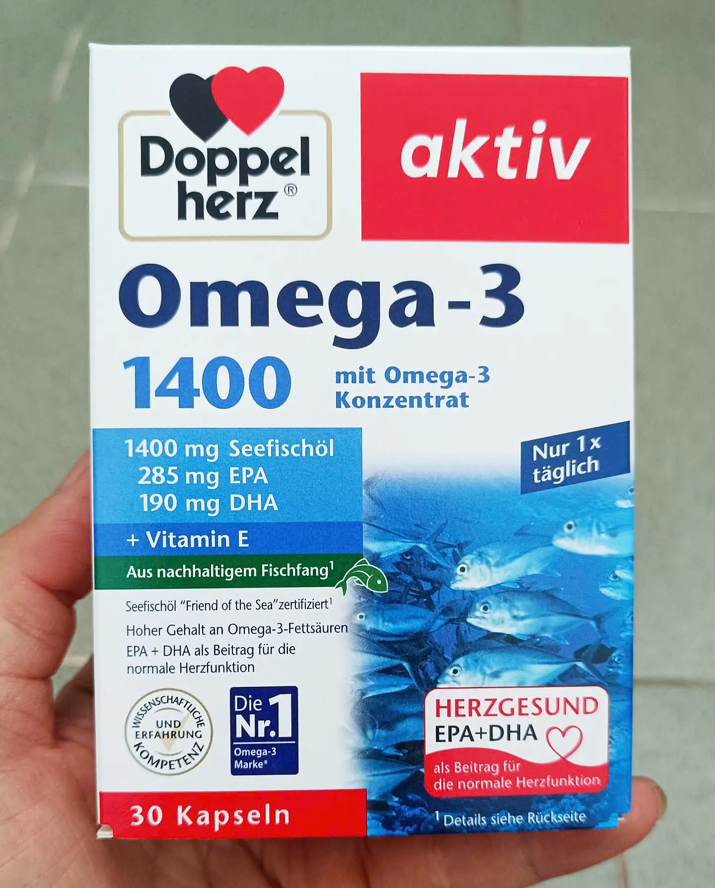 Dầu cá Doppelherz Omega-3 1400 hộp 30 viên của Đức Viên nang dầu cá Doppelherz Omega-3 1400mg, 30 viên
