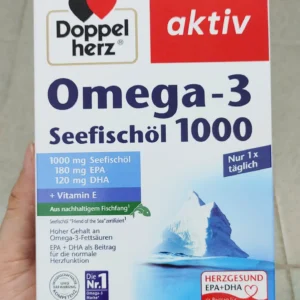 Viên nang dầu cá Doppelherz aktiv Omega-3 Seefischöl 1000mg + Vitamin E 80 viên của Đức