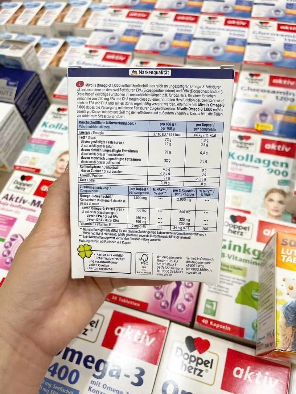 Dầu cá Mivolis Omega 3 vitamin E 1000mg 60 viên của Đức Viên nang dầu cá Mivolis Omega-3 1000 mg, 60 viên