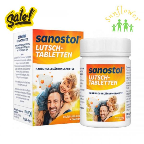 Viên ngậm Sanostol Lutsch-Tabletten 75 viên của Đức bổ sung vitamin tổng hợp và canxi