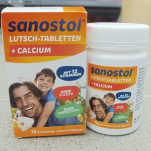 Viên ngậm Sanostol Lutsch-Tabletten 75 viên của Đức bổ sung vitamin tổng hợp và canxi Viên ngậm Sanostol Lutsch-Tabletten bổ sung Canxi và Multi-Vitamin 75 viên
