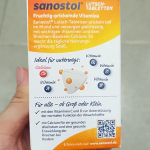 Viên ngậm Sanostol Lutsch-Tabletten 75 viên của Đức bổ sung vitamin tổng hợp và canxi Viên ngậm Sanostol Lutsch-Tabletten bổ sung Canxi và Multi-Vitamin 75 viên của Đức