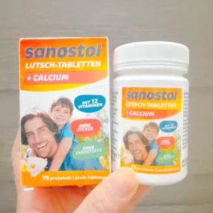 Viên ngậm Sanostol Lutsch tabletten, bổ sung canxi và vitamin tổng hợp, 75 viên