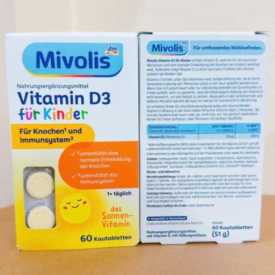 Viên ngậm bổ sung vitamin D3 Mivolis của Đức cho trẻ từ 4 tuổi hộp 60 viên