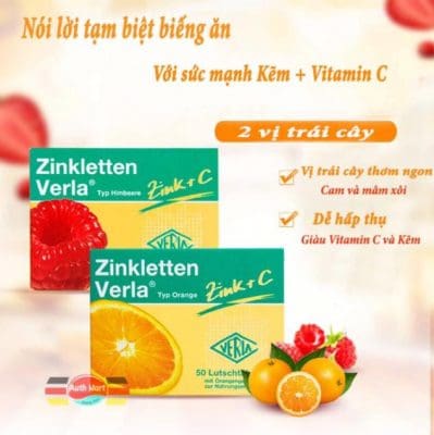 Viên ngậm kẽm Zink +C Zinkletten Verla 50 viên của Đức
