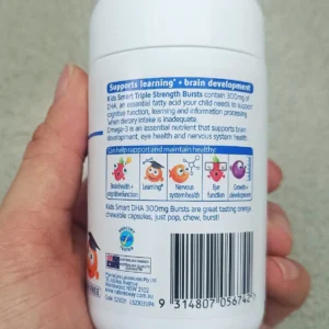Viên nhai bổ sung DHA cho bé Nature’s Way Kids Smart Bursts DHA 300mg Triple Strength của Úc 50 viên