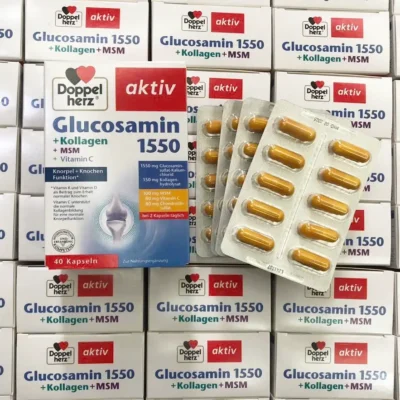 Bổ xương khớp DoppelHerz Glucosamin 1550 Kollagen 40 viên của Đức Viên uống Doppelherz Glucosamin 1550 Kollagen MSM Đức 40 viên
