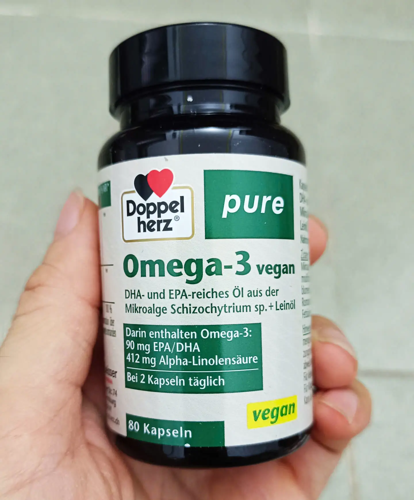 Viên uống Doppelherz Omega3 1075 Vegan thuần chay 80 viên của Đức Viên uống Doppelherz Omega 3 1075 Vegan Đức 80 viên