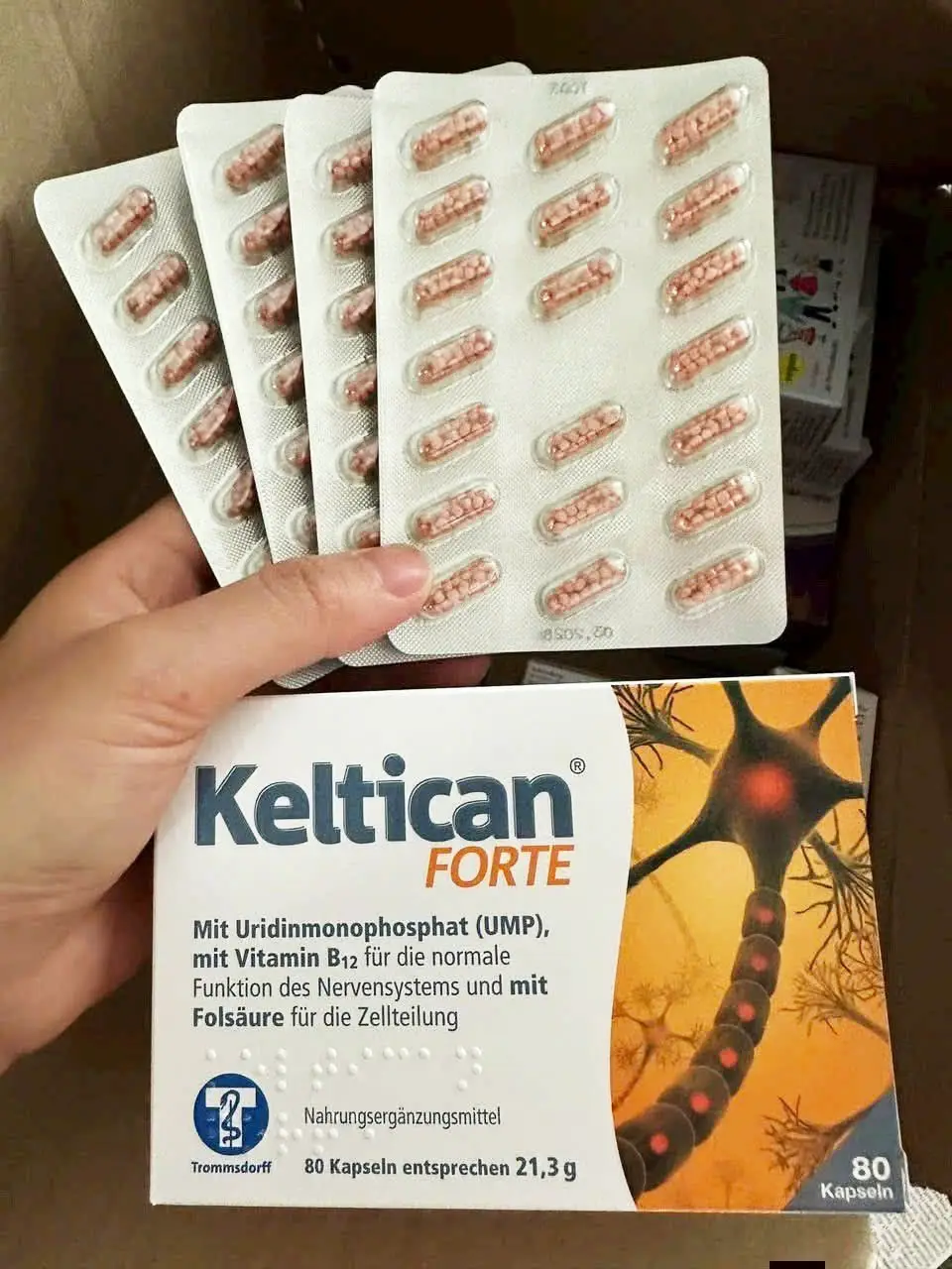 Viên uống Keltican Forte 80 viên của Đức điều trị thoái hóa cột sống, thoát vị đĩa đệm Viên uống Keltican Forte hỗ trợ người thoái hóa cột sống