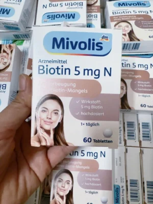 Viên uống mọc tóc Mivolis Biotin 5 mg N 60 Viên của Đức Viên uống Mivolis Biotin 5 mg N, 60 Viên làm đẹp cho da, tóc và móng