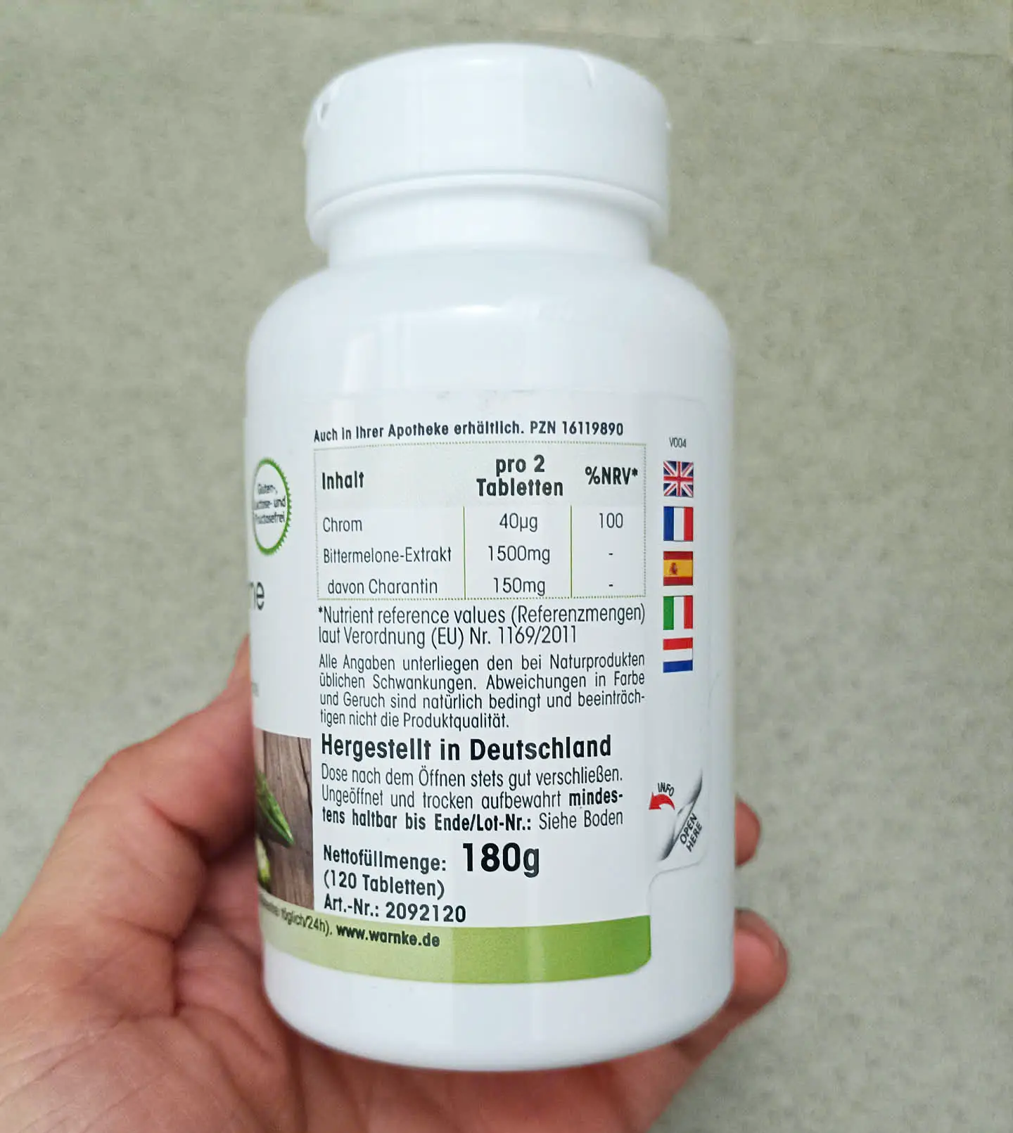 Viên uống mướp đắng Warnke Bittermelone 750mg 120 viên của Đức Viên uống WARNKE Bittermelone 750mg chiết xuất mướp đắng